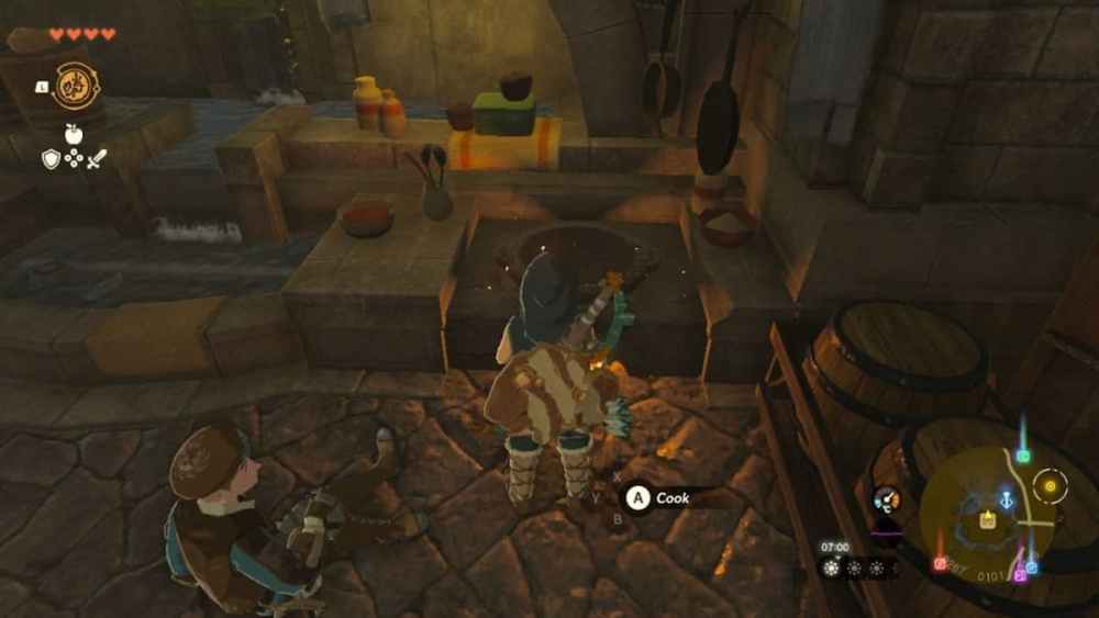 Enlace cocinando en Zelda: TOTK