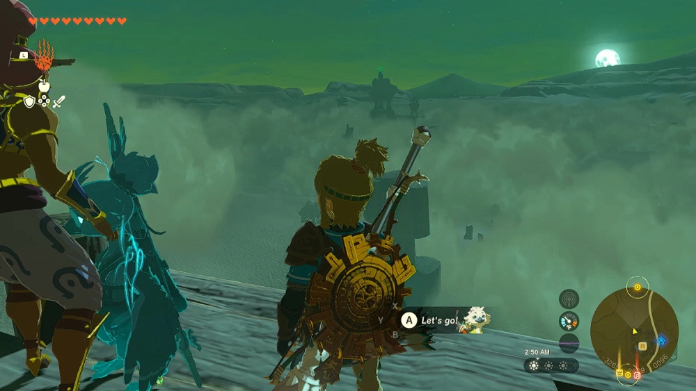 Link se encuentra en la torre de vigilancia de Oasis en Zelda TOTK.