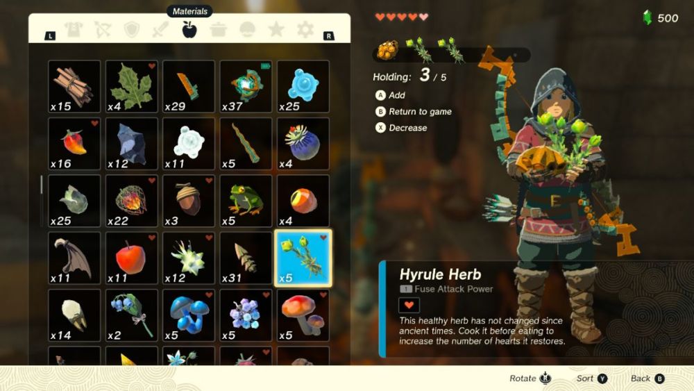 Cómo hacer verduras glaseadas en Zelda: TOTK