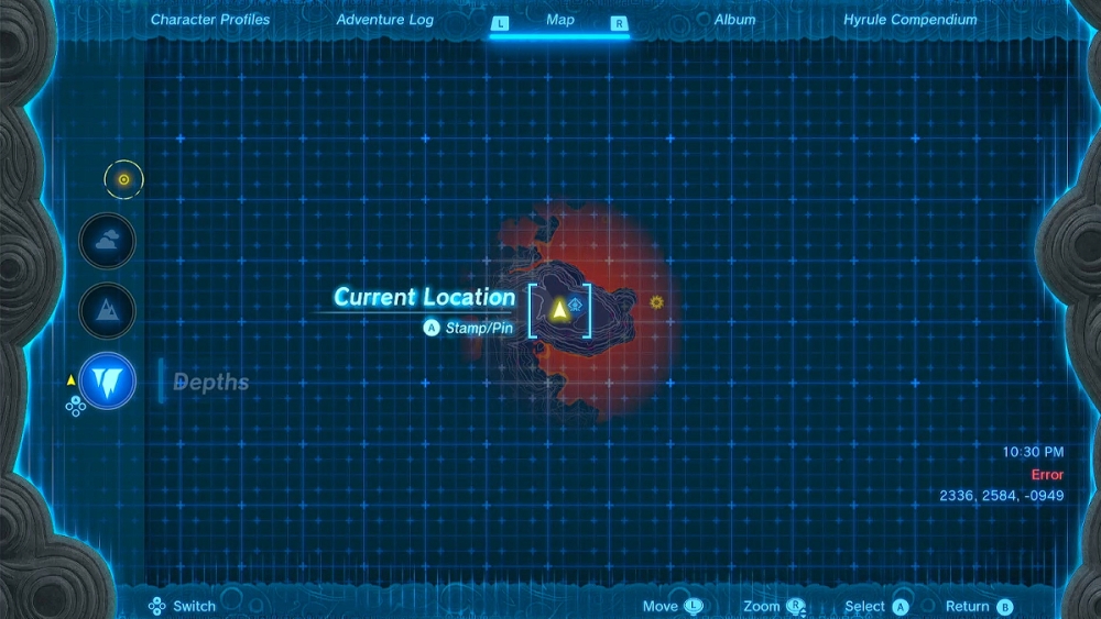 Mapa de profundidades en Zelda TOTK.