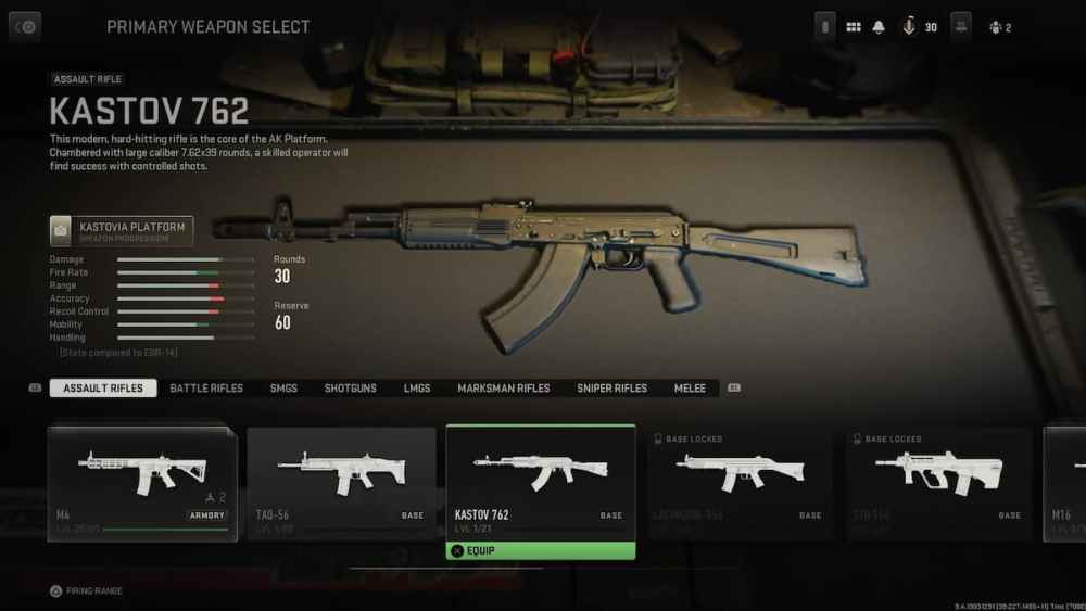 Rifle de asalto Kastov 762 en Modern Warfare 2