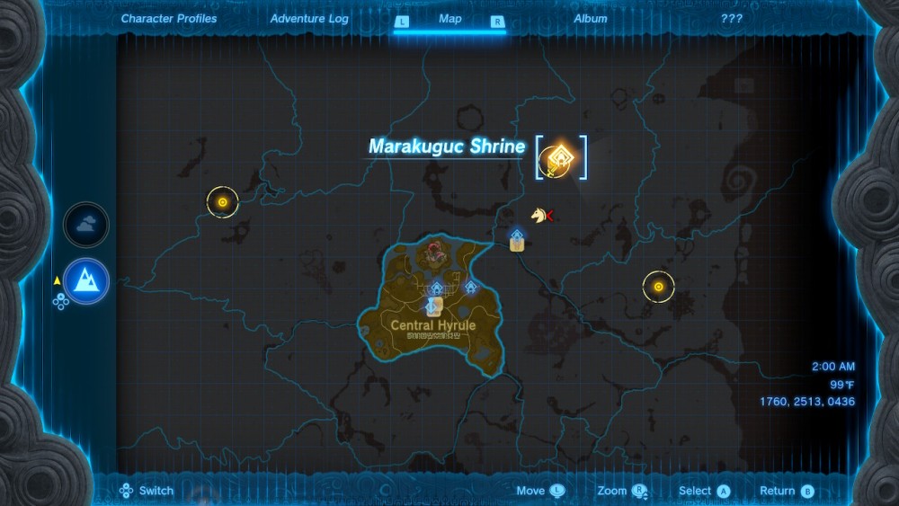 Ubicación del mapa del Santuario de Marakuguc en The Legend of Zelda: Tears of the Kingdom