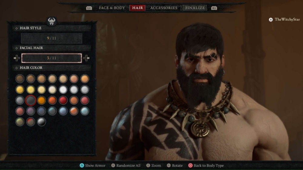 Diablo 4 Creador de personajes Vello facial