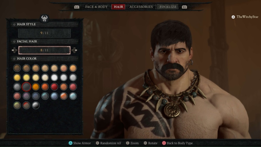 Diablo 4 Creador de personajes Vello facial