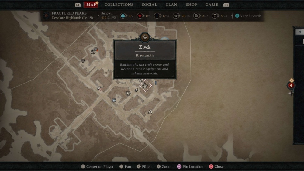 Ubicación del mapa del herrero en Kyovashad Diablo 4. 