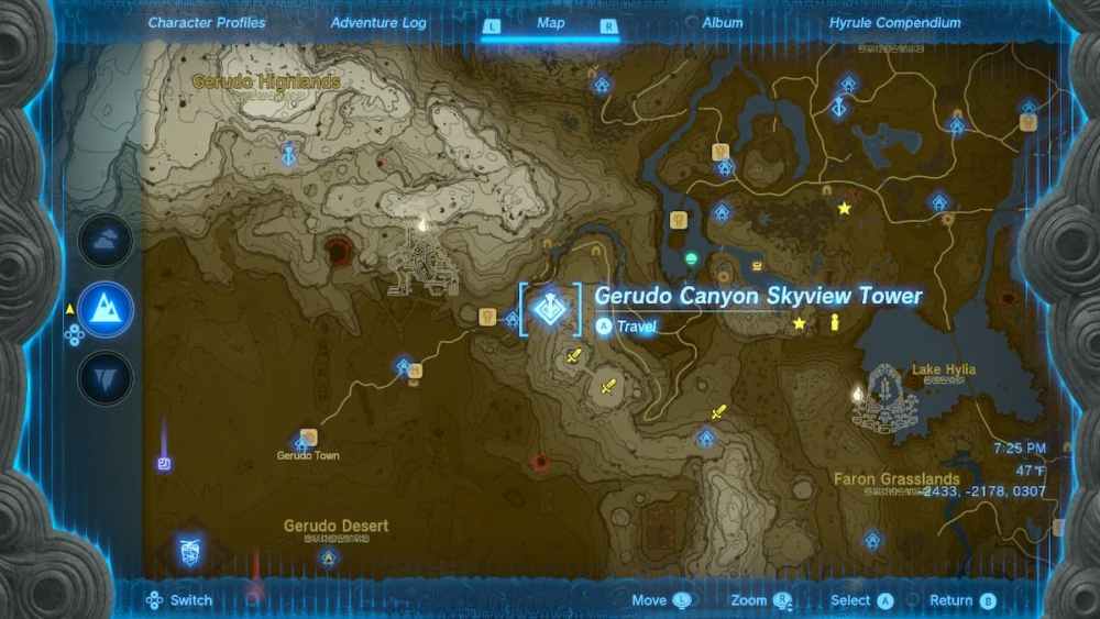 Dónde encontrar la torre Gerudo Canyon Skyview en TOTK