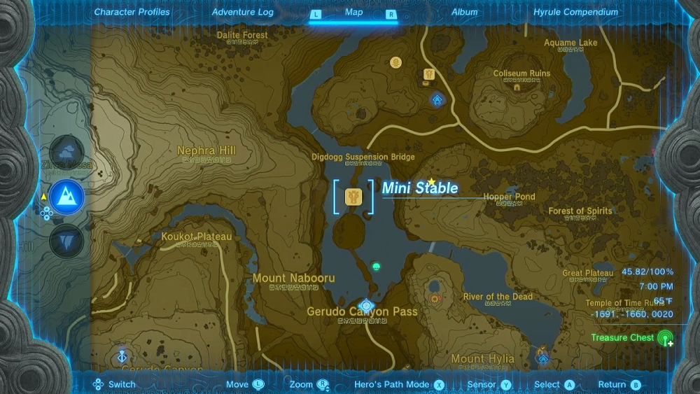 Ubicación del mini establo de Gerudo Canyon en Zelda TOTK.