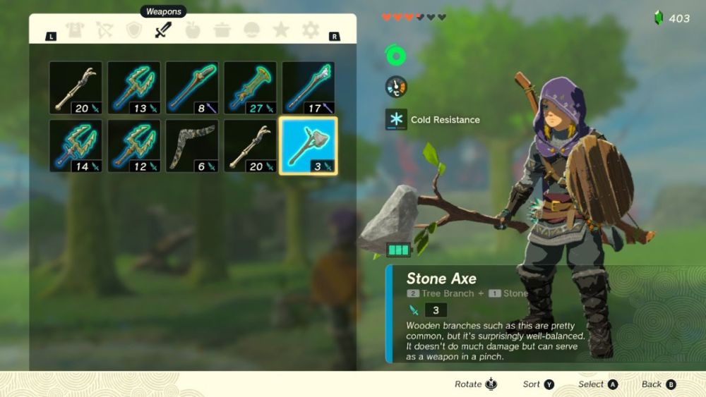 Cómo hacer hachas en Zelda: Tears of the Kingdom