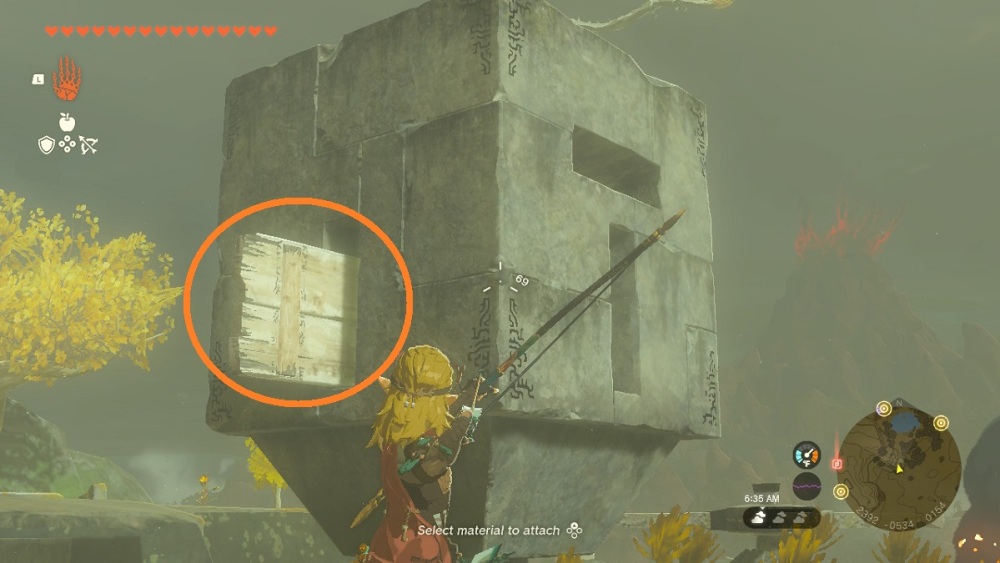 pegar una tabla en la estructura de piedra con ultrahand