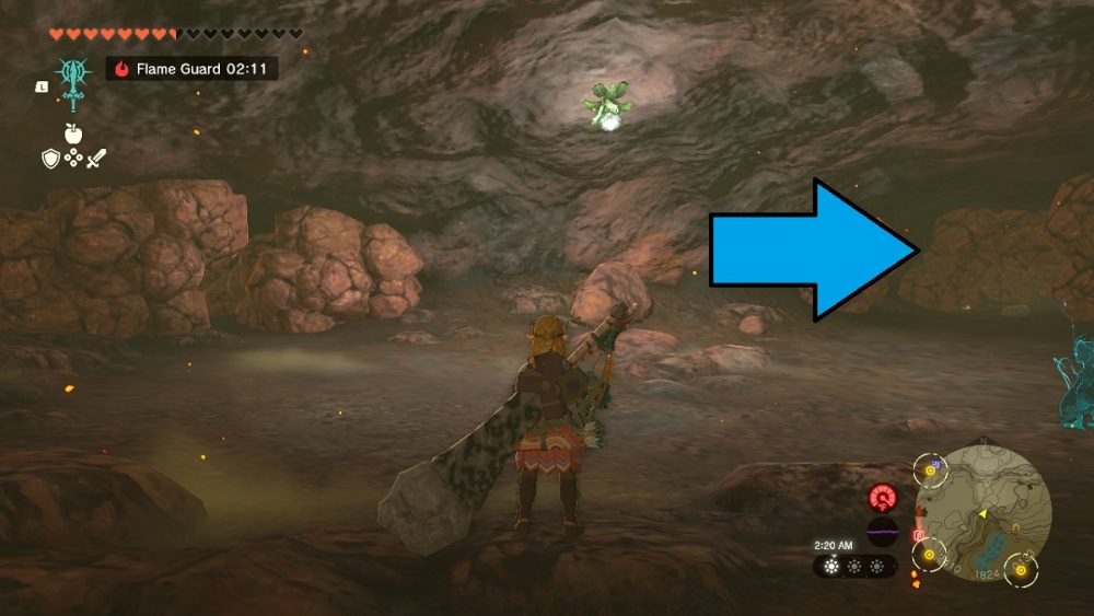 romper la pared de roca para encontrar el cristal
