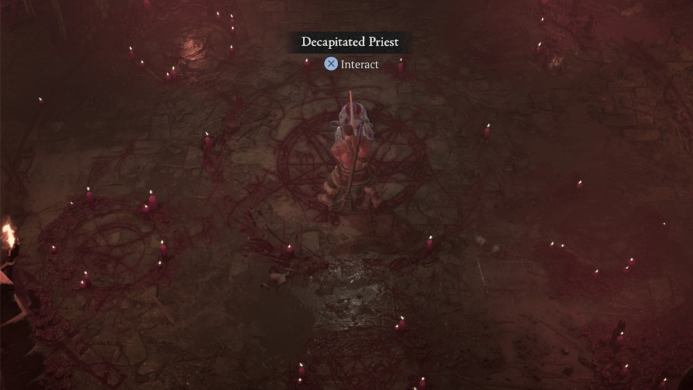 Sacerdote decapitado en Diablo 4 Ruinas Aullahielo