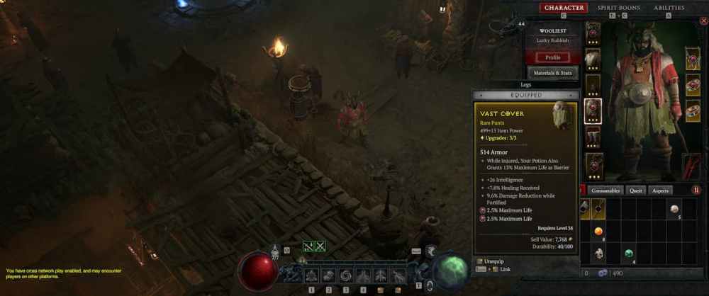 comprobando el poder del objeto en diablo 4