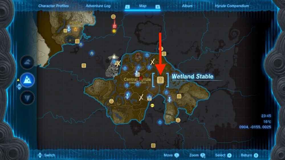 Ubicación precisa de Wetland Stable en Zelda: TOTK