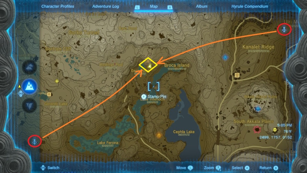 dónde encontrar el santuario de moshapin en zelda lágrimas del reino