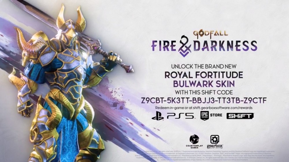 Godfall SHiFT código Royal Fortitude Bulwark Skin