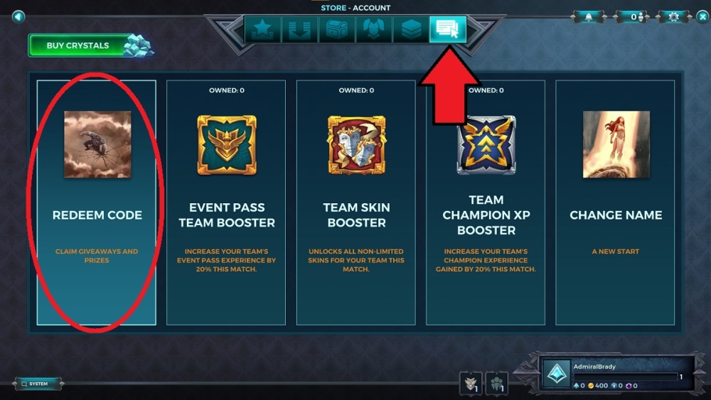 como canjear codigos en paladins