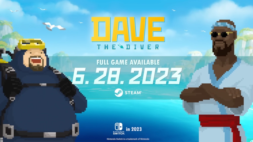 Captura de pantalla del tráiler de Dave the Diver que muestra el logotipo de Nintendo Switch