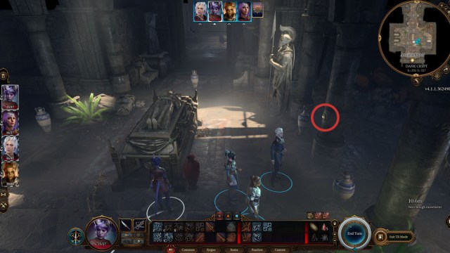 Bouton de pilier dans Baldur's Gate 3 Dank Crypt