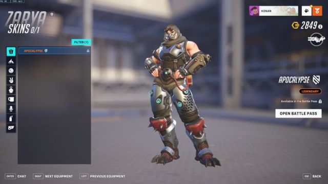 Peau de Zarya Apocalypse dans Overwatch 2