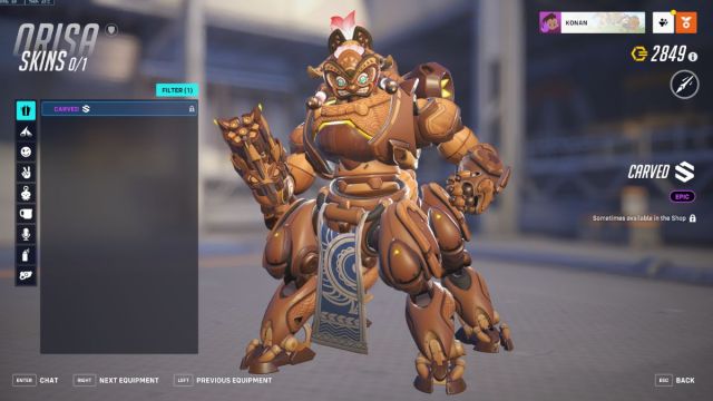 Peau sculptée d'Orisa dans Overwatch 2