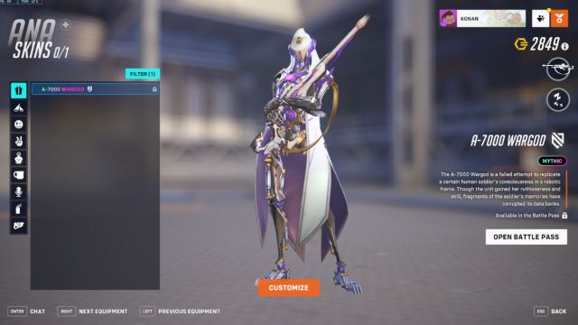 La peau d'Ana A-7000 Wargod dans Overwatch 2