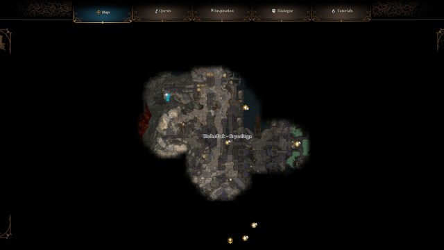 bg3 baldur's gate 3 el escudo real sparky sparkswall underdark grymforge ubicación del mapa