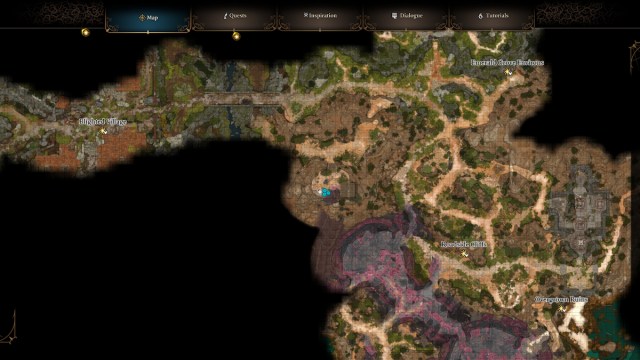 Ubicación del mapa del saco de huevos de araña de Baldur's gate 3 bg3