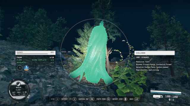 Escanea la flora en Starfield con un escáner manual, examina el 100% del planeta