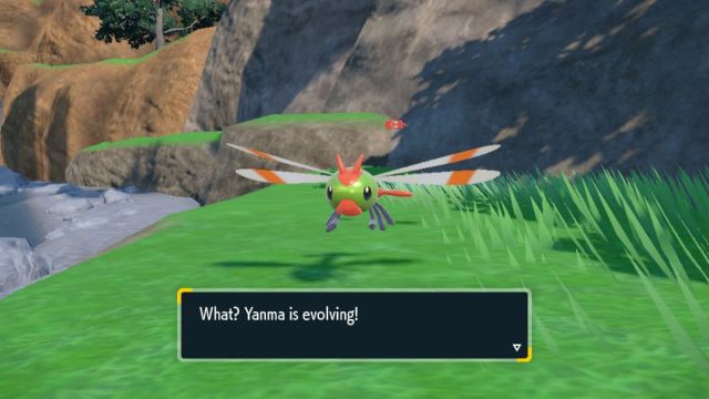 Yanma en el contenido descargable Máscara verde azulado de Pokémon Escarlata y Violeta