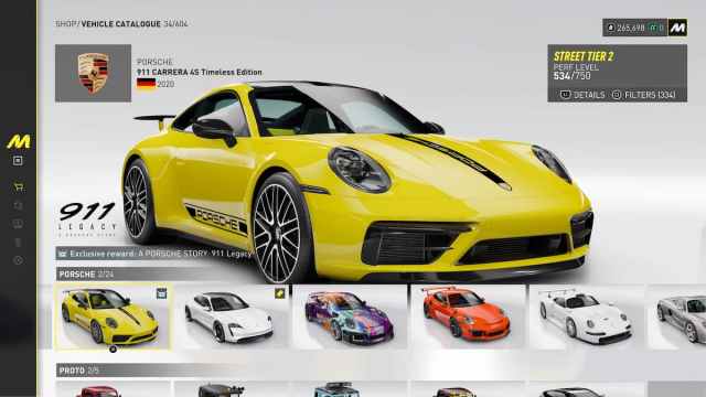 La selección de vehículos es importante, pero no lo es todo en The Crew Motorsport Grand Race.  Porsche 911 CARRERA 4S Timeless Edition ilustrado