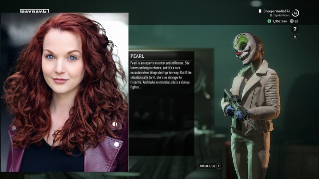 Payday    3 actores de voz Rebecca Lachance Pearl