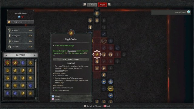 Diablo 4 explota el glifo