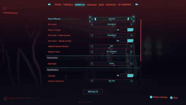 Opciones de dificultad de Cyberpunk 2077