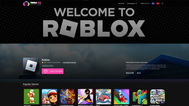 cómo usar now.gg para jugar Roblox