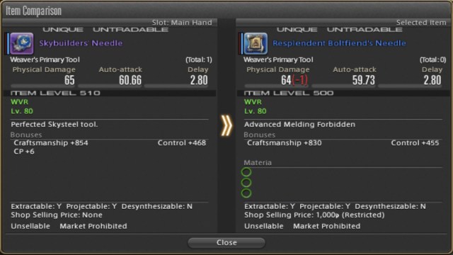 Final Fantasy 14 comment comprendre les statistiques d'équipement