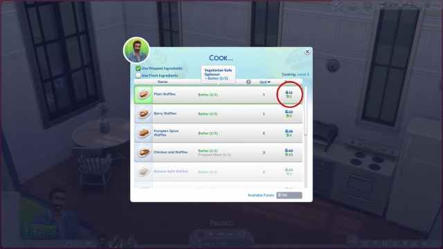 Beneficios de los ingredientes preparados en Los Sims 4