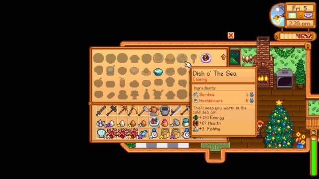 Patatas fritas de Stardew Valley con sardinas de mar