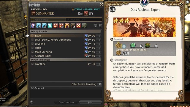 Roulette de service dans Final Fantasy 14