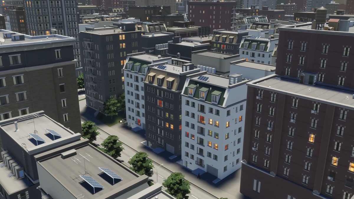 Edificios de estilo norteamericano en Cities Skylines 2