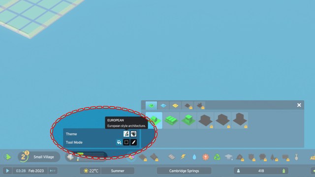 Selector de temas en Cities Skylines 2