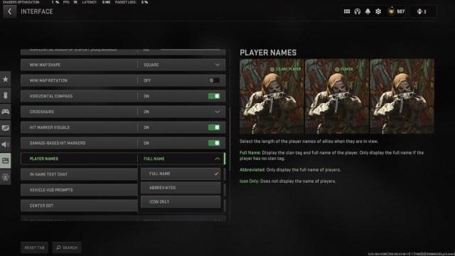 Nombre de configuración de Warzone MW3 MW2