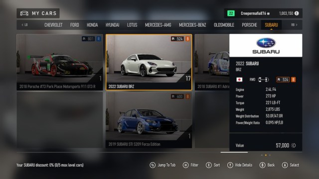 forza motorsport deriva coche subaru brz