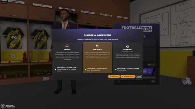 Opciones y trayectoria profesional de Football Manager 24