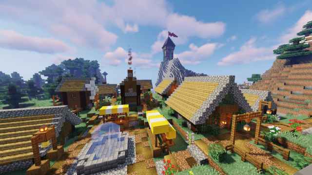 Base de aldeanos medievales en Minecraft