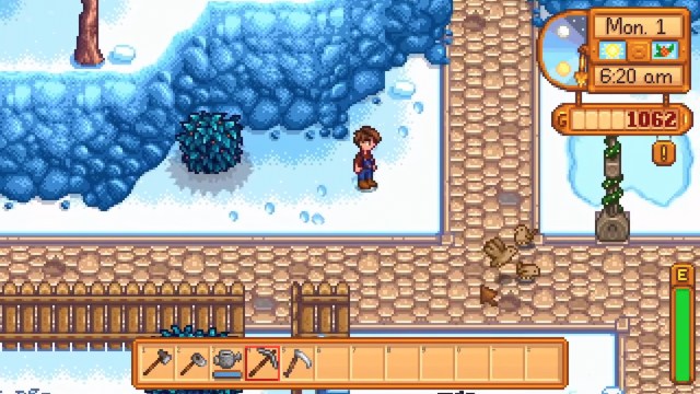 Stardew Valley un invierno con misteriosas huellas Pelican Town