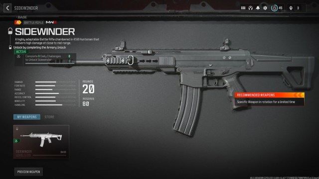 Rifle de combate MW3 Sidewinder