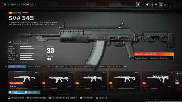 Rifle de asalto SVA 545 en Modern Warfare 3