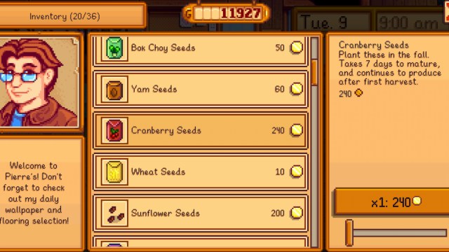 Semillas de arándano Stardew Valley Pierre General Store