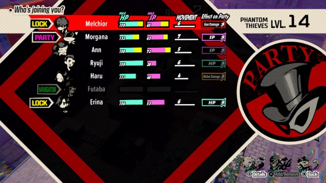 menú de fiesta persona 5 tácticas