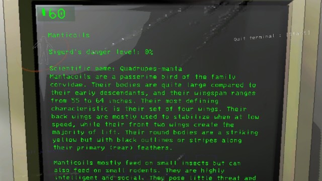 Vista de la página de Manticoils en el Bestiario de Lethal Company